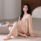 秋鹿睡衣女士25秋季超柔軟純棉碎花長(cháng)袖外穿家居服套裝 珊瑚橙 L
