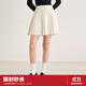 樂町甜美百褶針織短裙學(xué)院風(fēng)半身裙金屬標(biāo)格雷系半裙 香草白（現(xiàn)貨） L