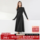 尚都比拉秋冬復古氣質(zhì)女神范打底針織連衣裙中長(cháng)款顯瘦a字裙 黑色 XL 