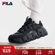 FILA斐樂(lè )女鞋舒適可頌面包鞋復古老爹鞋2024冬季新款增高厚底鞋運動(dòng)鞋 黑/影黑灰-BD 37.5