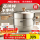 愛(ài)仕達蒸鍋304不銹鋼加高厚大容量廚房家用復底蒸饅頭鍋燃氣電磁爐通用 加高雙層蒸鍋 32cm