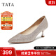 他她（TATA）酒杯鞋婚鞋新娘鞋伴娘鞋宴會(huì )高跟鞋女鞋細跟配裙子單鞋新 粉色（5.5cm）-流光款 37