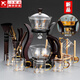 玻璃自動(dòng)茶具套裝家用懶人全自動(dòng)磁吸泡茶器現代簡(jiǎn)約創(chuàng  )意日式功夫茶具 貼花邀月自動(dòng)+6金把杯+茶道合金+杯架
