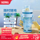 膳魔師（THERMOS）搖搖杯大容量水杯學(xué)生奶昔杯健身Tritan塑料杯子帶刻度TP4086 藍色【攪拌格升級附背帶】 500ml