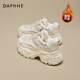 達芙妮老爹鞋女款2025新款秋冬季加絨鞋子女厚底小白增高休閑運動(dòng)鞋
