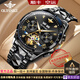 歐品客瑞士認證名表十大品牌手表男士全自動(dòng)機械表男表夜光防水男士手表 升級版 3186鋼帶全黑 免費刻字 終身質(zhì)保