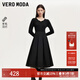 VEROMODA連衣裙女秋新款針織拼接百褶連衣裙赫本小黑裙優(yōu)雅百搭氣質(zhì) 黑色 M