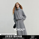 初語(yǔ)高克重衛衣半身裙女2025秋季新款毛巾棉搖粒絨休閑兩件套裝 深花灰 M