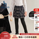 哈吉斯（HAZZYS）品牌童裝女童打底褲冬新品彈力保暖加厚一體絨裙式打底褲 鉆石黑 145
