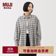 無(wú)印良品（MUJI）女式 法蘭絨 襯衫式夾克女外套25年秋季女裝 BC2POA5A 灰色格紋 M （160/84A）