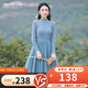 煙花燙秋冬新款針織連衣裙氣質(zhì)簡(jiǎn)約2025年高級感女裝通勤網(wǎng)紗裙子 夢(mèng)尤 灰藍色（僅售連衣裙，無(wú)馬甲） L