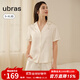 ubras25年新品流光梔子花翻領(lǐng)短袖短褲套裝舒適家居服女睡衣 馥芮白色底梔子花印花 L