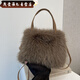 葉余時(shí)尚毛絨包秋冬手提長(cháng)毛包洋氣可愛(ài)包包斜挎包單肩毛毛包小眾 深咖色(長(cháng)毛絨包包)