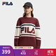 FILA 斐樂(lè )官方情侶款編織衫2025冬新款時(shí)尚休閑寬松撞色套頭毛衣 深褐酒紅-WI M 170/92A/M