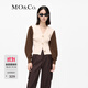 MO&Co.V領(lǐng)短款拼接針織衫開(kāi)衫毛衣設計感修身針織衫女摩安珂 茶杏色 M 165