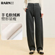 RA&RN熱愛(ài)如你 2025冬季新款加絨拼線(xiàn)針織長(cháng)褲女顯瘦保暖直筒休閑褲子 深灰色 L