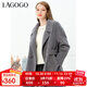 LAGOGO格雷系中長(cháng)灰色大衣女拉谷谷冬季新款氣質(zhì)綿羊毛雙面呢外套 灰色(R2) S 155/36