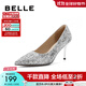 百麗（Belle）獎品銀河星光婚鞋女商場(chǎng)同款細高跟鞋單鞋A1B1DCQ3 銀色 36