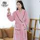 莫代爾睡袍女春秋珊瑚絨浴袍情侶浴衣加厚加長(cháng)款晨袍法蘭絨睡衣女冬天 9807粉色女【店主推薦】 M 110-130斤