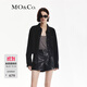 MO&Co.牛仔襯衫外套搖滾燙鉆洗磨棉質(zhì)短款裁邊毛須設計感摩安珂 牛仔黑色 M 165