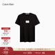 Calvin Klein Jeans夏季男士休閑簡(jiǎn)約ck撞色鏤空字母舒適圓領(lǐng)短袖T恤J323926 BEH-太空黑 XL