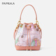PAPRIKA抽繩水桶包包真皮斜挎包輕奢小眾單肩女包 【禮盒包裝】粉色（頭層牛皮）