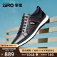 零度男鞋運動(dòng)鞋男休閑皮鞋韓版百搭潮流軟面皮戶(hù)外跑步鞋板鞋子男 偏大一碼-黑色 40