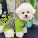 JCZS狗狗衣服秋冬天可牽引防掉毛雪納瑞泰迪博美比熊小型犬寵物打底衫 【綠色】條紋衫 L(建議8到12斤)