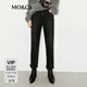 MO&Co.牛仔褲精裁中高腰九分小直筒錐形洗水黑色手磨貓須摩安珂 牛仔黑色 S 26