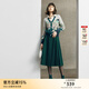 顏域時(shí)尚絲絨百褶裙女2025新款冬季氣質(zhì)通勤簡(jiǎn)約顯瘦復古半身裙女 綠色 S