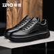 零度zero商務(wù)休閑皮鞋男士秋季時(shí)尚厚底增高鞋百搭板鞋子男款 黑色 39