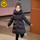G.duck小黃鴨女童冬裝新款洋氣女孩黑色外穿冬季中長(cháng)款大童外套兒童衣服 黑色羽絨服 150 cm