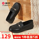 康奈（kangnai）樂(lè )福鞋女新款平底小皮鞋軟底通勤女士單鞋豆豆鞋18242034 黑色 38