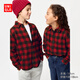 優(yōu)衣庫童裝男童女童法蘭絨格子襯衫長(cháng)袖襯衣紅色薄外套上衣482995 16 紅色 160