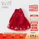 戴維貝拉（DAVE＆BELLA）兒童毛衣連衣裙秋冬新款女童圣誕裙子小童網(wǎng)紗裙女寶寶童裙 中國紅【現貨】 100 cm（建議身高90-100cm）