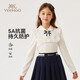 英氏（YEEHOO）女童polo衫兒童T恤中大童裝長(cháng)袖上衣學(xué)院抗菌打底衫春 白色 120