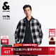 杰克·瓊斯（JACK&JONES）25年秋冬季毛呢外套男短款休閑夾克寬松含羊毛字母格紋外套男裝 S03黑色 常規 略寬松，卡碼拍小 M （175）