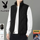 花花公子（PLAYBOY）秋冬新款絲棉馬甲男士外套上衣休閑大碼馬甲外套柔軟親膚舒適保暖 黑色【品牌特價(jià)清倉撿漏】  M 90-115斤