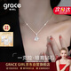Grace Girl一克拉鉆石項鏈女六爪培育鉆吊墜輕奢鎖骨鏈紀念日生日禮物送女友