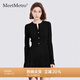 MeetMetro瑪依爾法式針織連衣裙女2025秋新款氣質(zhì)收腰顯瘦A字裙 黑色【現貨閃電發(fā)】 S