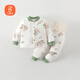 貝瑞加（Babyprints）嬰兒家居套裝男女寶寶夾棉保暖衣服高腰護肚長(cháng)褲加厚柔軟 綠90