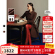 朗姿赫本風(fēng)高智法式中長(cháng)裙2025秋季新款氣質(zhì)收腰修身長(cháng)袖連衣裙 紅駝色 M