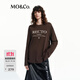 MO&Co.長(cháng)袖T恤RECTO設計師聯(lián)名印花舒適棉麻中性風(fēng)寬松摩安珂 深咖啡色 S 160
