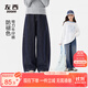 左西女童牛仔褲防褪色兒童彎刀褲2025新款大童秋裝褲子 深牛仔色 150