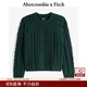 Abercrombie & Fitch男裝24秋冬美式百搭寬松麻花套頭圓領(lǐng)針織毛衣120-4189 墨綠色 L (180/108A)