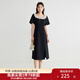 獨束大碼女裝優(yōu)雅蕾絲花邊領(lǐng)小黑裙夏裝赫本風(fēng)高腰A字中長(cháng)款裙子 赫本黑-長(cháng)款 3XL (尺碼：5)