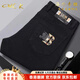 CKEY高端品質(zhì)黑色牛仔褲男春秋潮牌刺繡百搭直筒長(cháng)褲棉彈修身休閑褲男 黑色 【專(zhuān)柜品質(zhì)】 30