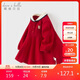 戴維貝拉兒童棉連衣裙女童學(xué)院風(fēng)紅色公主裙裙女寶秋裝