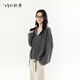 飛鳥(niǎo)和新酒2026春新款時(shí)尚女裝上衣灰色條紋寬松帶帽短款薄外套女 條紋深灰HCC03 M