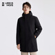 利郎輕時(shí)尚男裝【商羽鮮絨】羽絨服男長(cháng)款連帽雙重門(mén)襟防風(fēng)保暖外套 黑色（1H） 3XL (185)